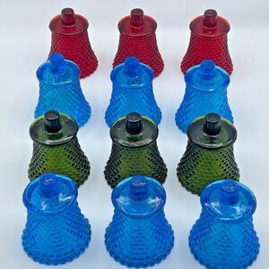 SET OF 3 Vintage Glass Hobnail Votive Peg Cup Candle Holders 3.75" Pick COLOR